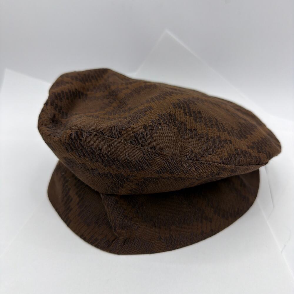 Philippe Guestault Paris Brown Woven Checkerboard Newsboy Baker Boy Cap - Picture 2 of 8